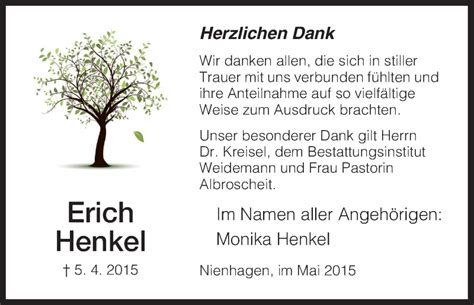 Traueranzeigen Von Erich Henkel Trauer HNA De