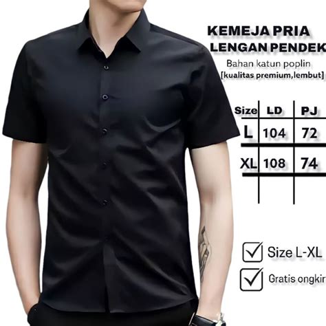 Jual Kemeja Lengan Pendek Kemeja Polos Hem Polos Pria Slimfit Casual