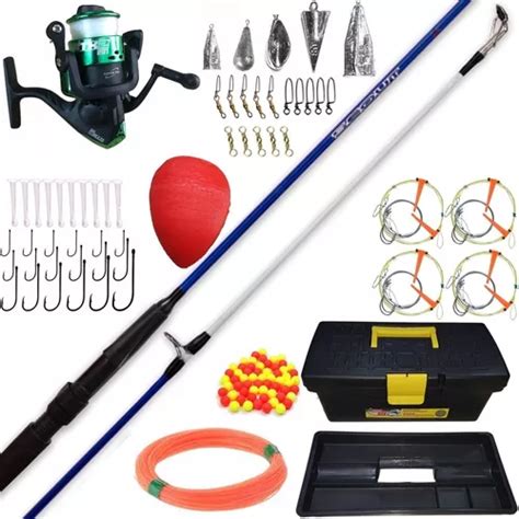 Kit Set Completo Pesca Variada Reel Caja Completa Lineas Plomadas