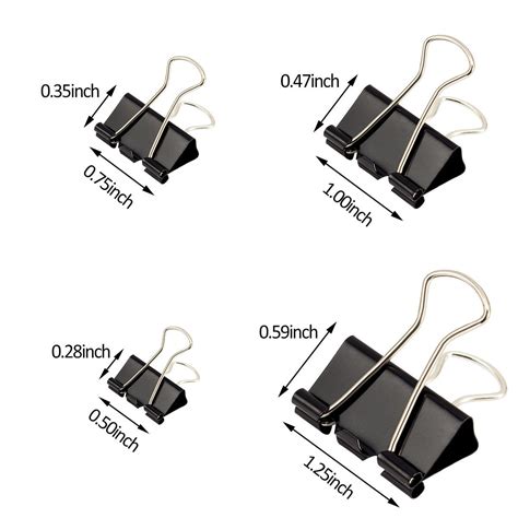 Anphsin 144Pcs Binder Clips Assorted Sizes – Black Paper Clamp School ...