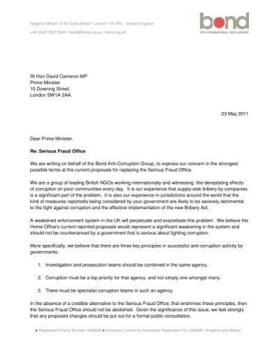 Letter To The Prime Minister Bond