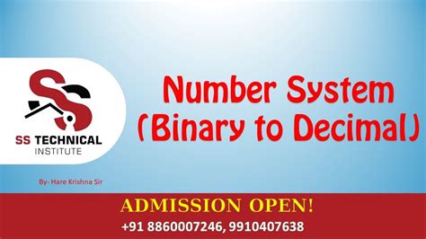 Number System Binary To Decimal Vice Versa YouTube