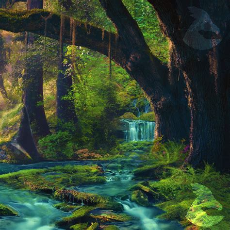 Download Greenery Waterfall Tree Forest Artistic Pfp