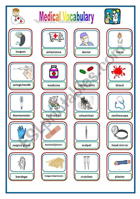 Medical Health Pictionary Flashcards Esl Worksheet By Stonefarm