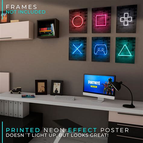 Jumant PRINTED Neon Gaming Posters - UNFRAMED 8"x10" - Gamer Room Decor for Boys - Gaming Room ...