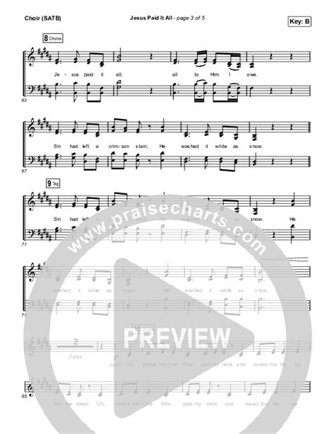 Jesus Paid It All Choir Sheet Music Pdf Austin Stone Worship