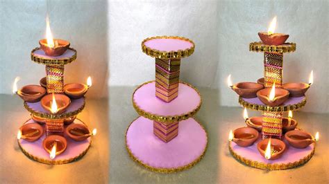 Diya Stand Making At Home Diwali Decorations Ideas Diya Stand