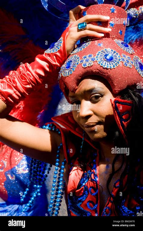 Pretty Woman In Colourful Carnival Costume Mindelo Sao Vicente Cape