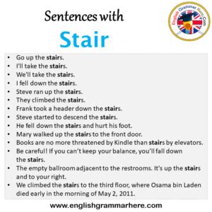 Sentences With Stair Stair In A Sentence In English Sentences For