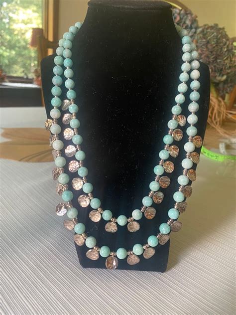 Turquoise Silver Beaded Necklace Gem