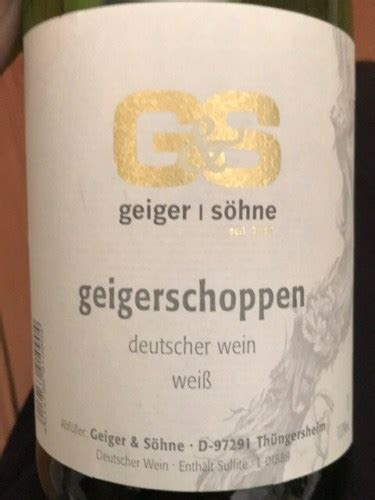 Weingut Geiger Söhne Geigerschoppen Weiss Vivino US