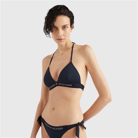 Tommy Hilfiger Triangle Fixed Foam Kadın Mavi Bikini Üstü KADIN Mayo