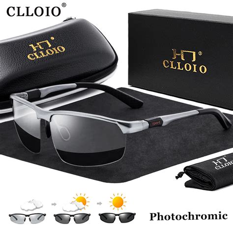 Clloio Photochromic Sunglasses Men Polarized Driving Glasses Aluminum