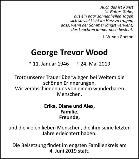 Traueranzeigen Von George Trevor Wood Trauer In Nrw De