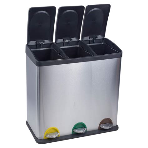 Compartments Urbnliving Poubelle De Recyclage En Acier Inoxydable