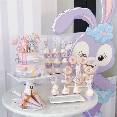 Ready Stock Star Dailu Cake Decoration Baking Dessert Table Top Hat Princess Girl Purple Rabbit