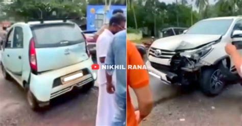 Toyota Fortuner Rear Ends Tata Nano Suffers Major Damage