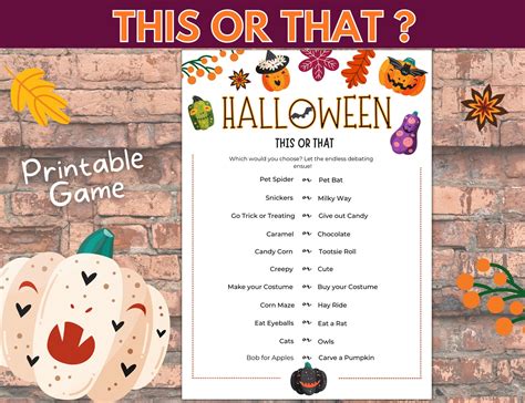 Halloween This or That, Halloween Printable Game, Halloween Party Game ...