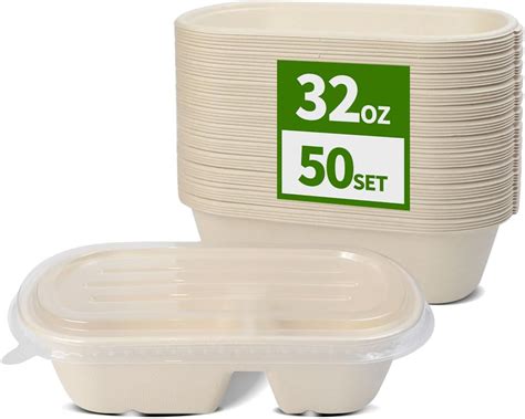 Amazon AICHEF 50 Pack Large 2 Compartment Paper Bowls With Lids