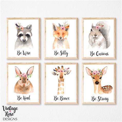 Animal Wall Art Woodland Nursery Decor Woodland Animals - Etsy