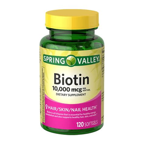 Spring Valley Biotin Dietary Supplement 10,000mcg 120 Softgels – UK ...