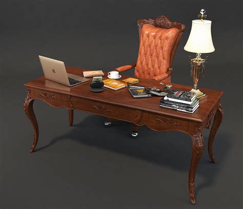 Classic Office Working Desk Set 3D model | CGTrader