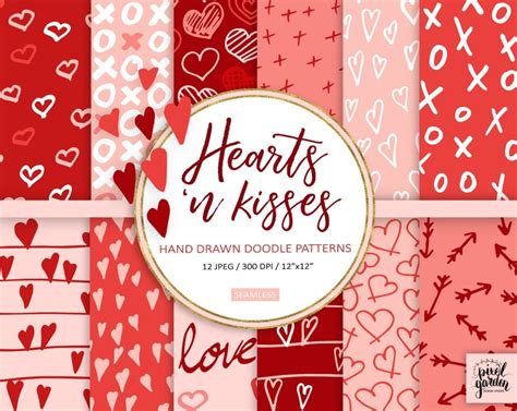 Valentines Day Digital Paper Minimalist Love Hearts Etsy