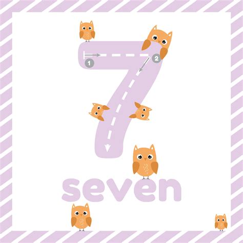 Learn numbers. Flashcards for kids education. Trace Number seven ...