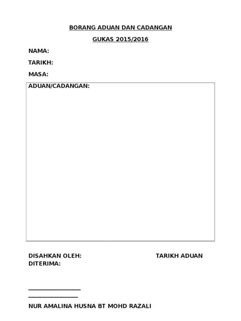 Borang Aduan Dan Cadangan Pdf