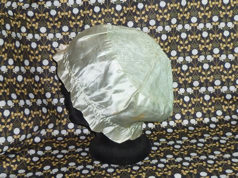 Antique Boudoir Night Cap Silk Satin Vintage Edwardia Gem