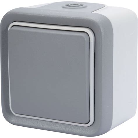 Legrand Réf 069720 Bouton poussoir étanche Plexo Complet saillie gris