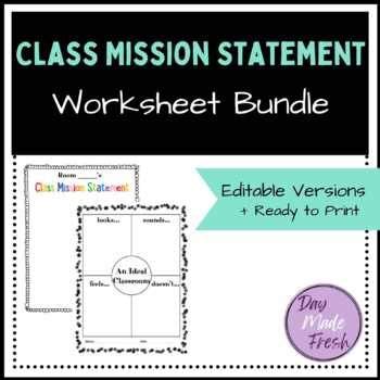 Beginning Of The Year Class Mission Statement Worksheets Back To