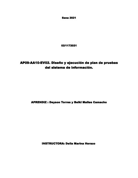 Ap Aa Ev Dise O Y Ejecuci N De Plan De Pruebas Del Sistema De