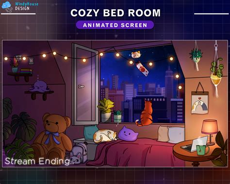 Animated Cozy Room Twitch Overlay Stream Screens Cute Cat Etsy