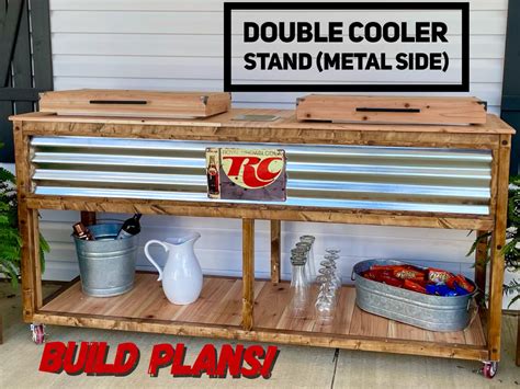 Metal Side Double Cooler Stand Plans Patio Cooler Stand Deck Etsy Australia