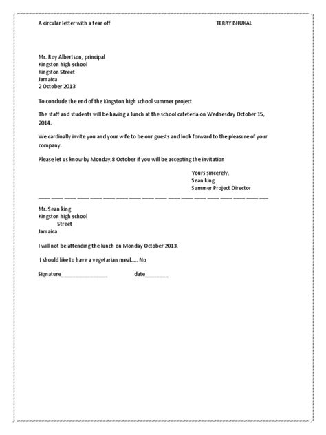 A Circular Letter With A Tear Off Pdf
