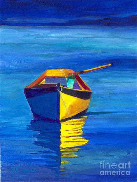 Row Boat In Water Painting