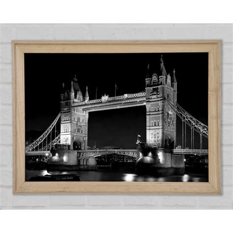 Ebern Designs London Bridge Retro B N W Einzelner Bilderrahmen