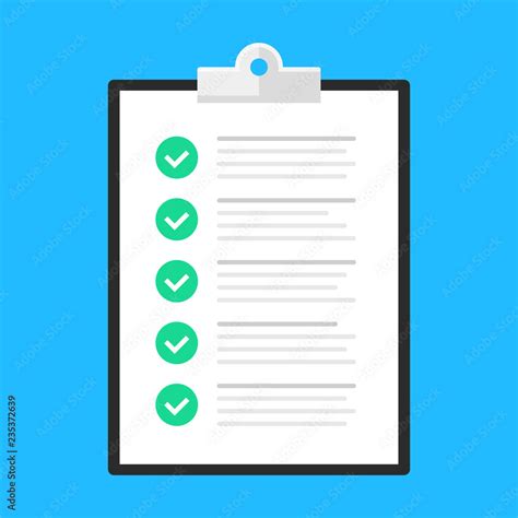 Checklist Clipboard With Check List And Green Check Marks Flat Design