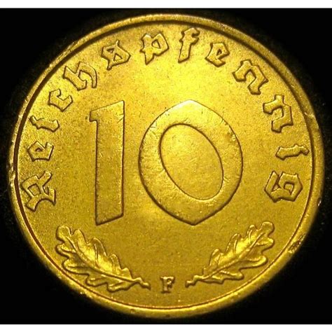 Reichspfennig Coin Gold Nazi Germany Third Reich Ww Swastika