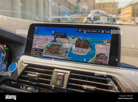 Close Up View Of Navigation Monitor In Bmw Ix3 Electric Car Showing