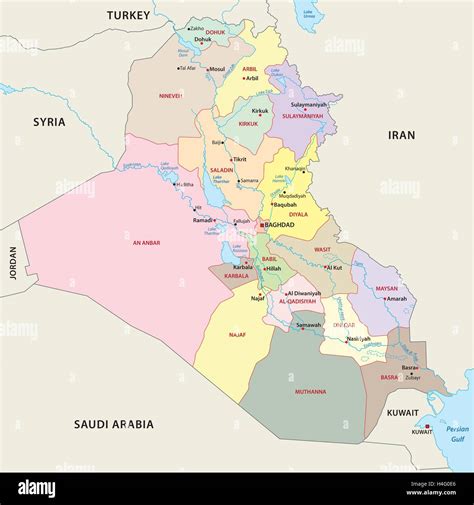 Iraq Administrative Divisions Map Stock Vector Art Illustration