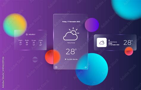 Glassmorphism User Interface Weather Forecast Template For Mobile Apps