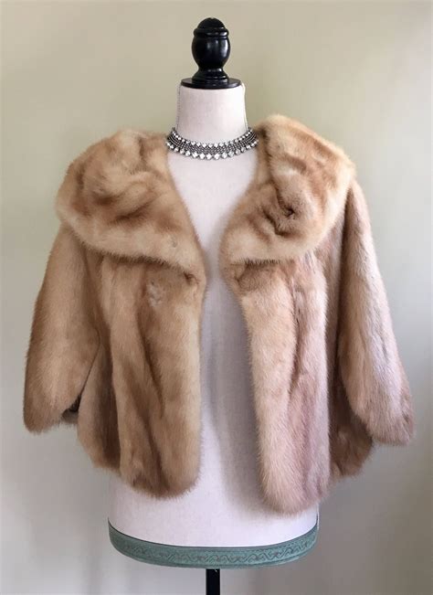 Vintage Blonde Mink Wrap Fur Stole Shrug Capelet Bolero 50s Style Women