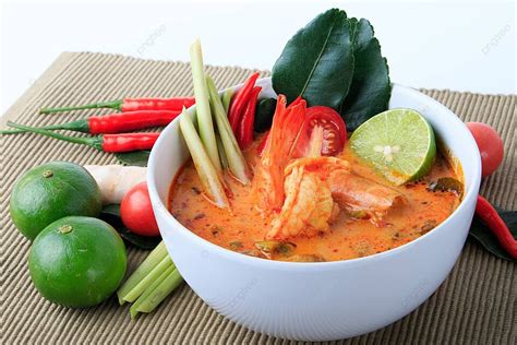 Fondo Tom Yum Goong Sopa De Gambas Tailandesa Agridulce Sobre Tela