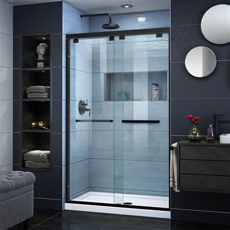 DreamLine Encore 48 In X 76 In Frameless Sliding Shower Door In Satin