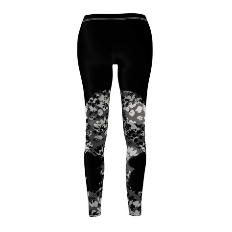 Tattered Black And White Lace Leggings Ripped Lace Graphic Womens