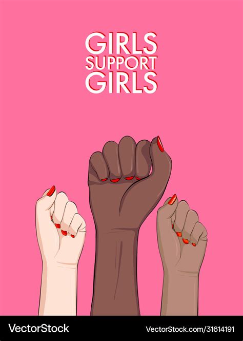 Girl Support Feminist Anti Racist Protest Poster Vector Image