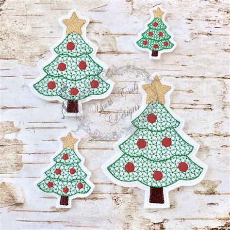 Christmas Peeker Santa Tree Machine Embroidery Feltie File