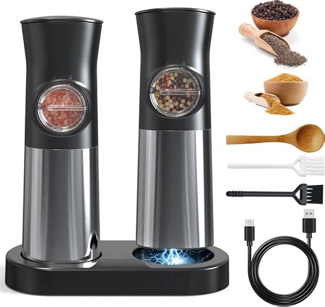 Electric Salt And Pepper Grinder Set Gravity Automatic Salt And Pepper Grinder With